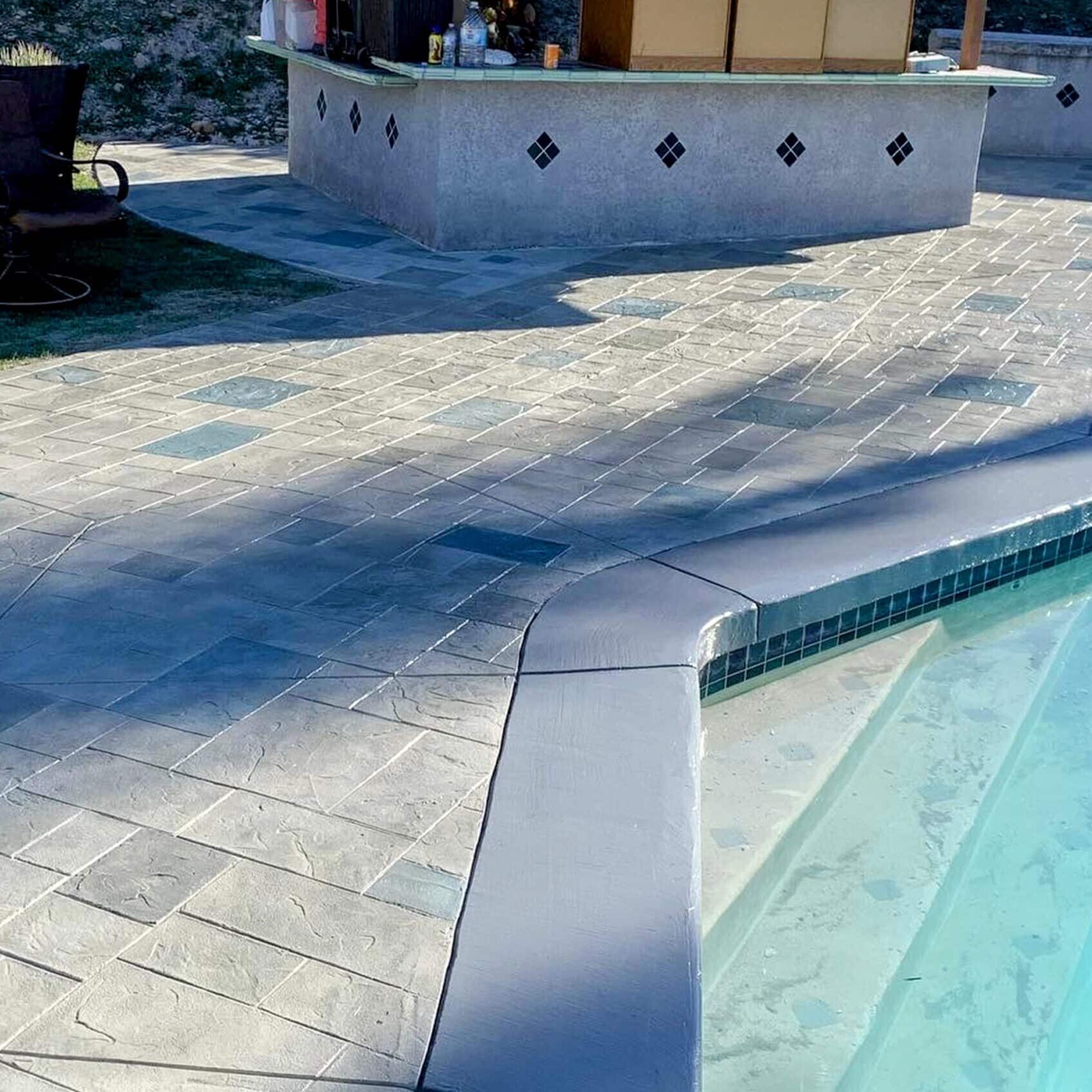 stamped and stained pool deck